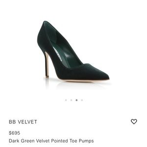 Manolo Blahnik BB Pump stunning green velvet